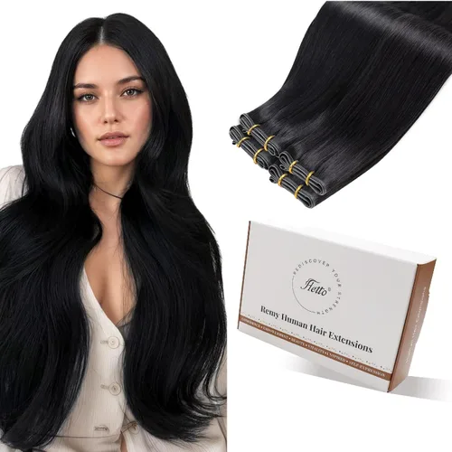 Miniatura 18 de Hetto - Extensiones de cabello humano de trama color rubio platino, 12 pulgadas, 2.47 onzas, #60 Coser en trama, volumen natural diario, suave
