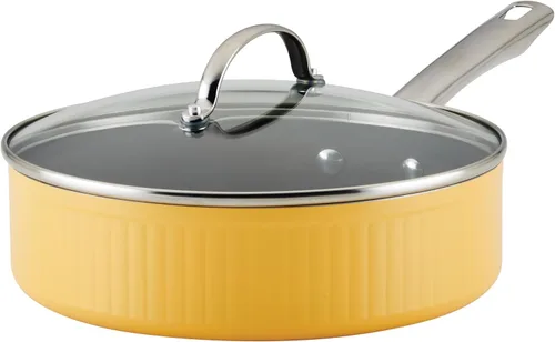 Farberware Style - Sartén antiadherente con tapa, apta para lavavajillas, 3 cuartos de galón, color amarillo