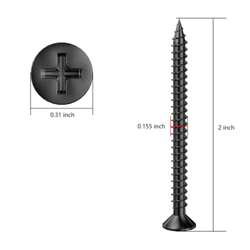 Miniatura 2 de Wensilon (200 piezas) #8x2 Tornillo de madera negro rápido metal autorroscante cabeza plana