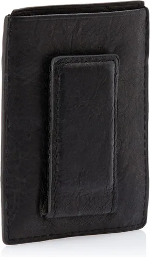 Miniatura 2 de Fossil Funda magnética minimalista de cuero para hombre con clip de dinero y bolsillo frontal Negro