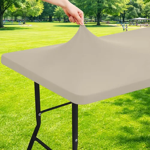 Miniatura 29 de Moosfor Mantel rectangular de elastano de 4 pies, manteles elásticos ajustables para pícnic, funda elástica y lavable para mesa de patio para Azul