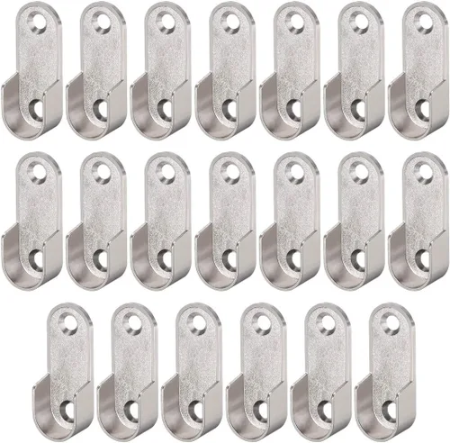 uxcell Soporte ovalado de aleación de zinc para barra de armario, soporte de brida de barra de armario, diámetro de varilla de 0.630 in, paquete de