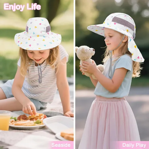 Miniatura 145 de Sombrero de sol para niños, protección UV, unicornio, verano, playa, jugar con ala ancha, solapa para el cuello para niñas y niños