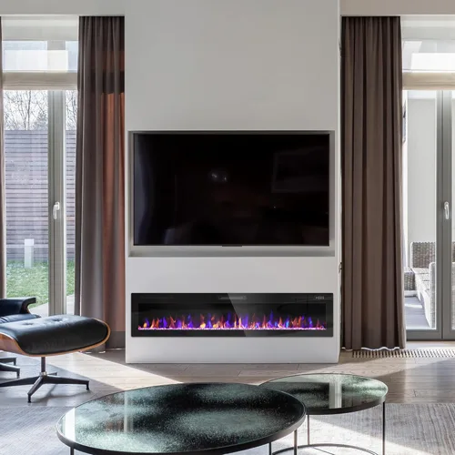 Miniatura 6 de Ludatido Chimenea eléctrica de 72 pulgadas montada en la pared/empotrada, inserto de chimenea eléctrica con 51000BTU para habitación de 410 pies