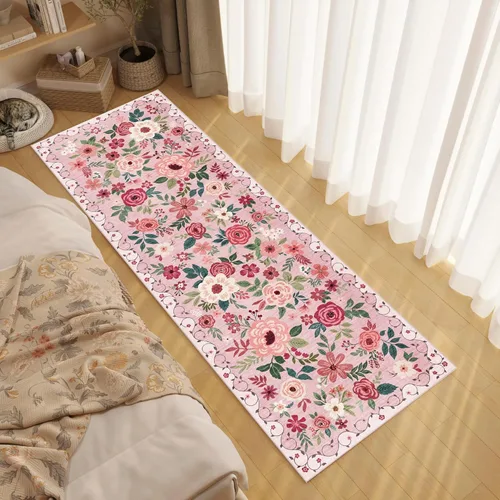 Miniatura 99 de DUKINO Alfombra de área de 6 x 9 pies, alfombra floral para sala de estar, ligera, antideslizante, lavable, alfombra de interior de pelo bajo