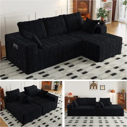 Miniatura 16 de Cloud - Sofá modular en forma de L con asiento profundo, de espuma viscoelástica comprimida de 3 plazas para sala de estar, sofá modular