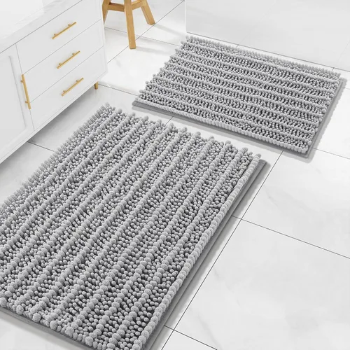 Miniatura 39 de Arotive Juego de 2 alfombras de baño de felpilla de lujo, extra suaves, absorbentes, peludas y alfombras de baño de contorno en forma de U