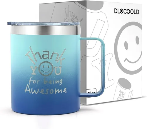 Miniatura 23 de DLOCCOLD Regalos de agradecimiento para mujeres, taza de café con texto en inglés "Thank You for Being Awome", agradecimiento a los empleados