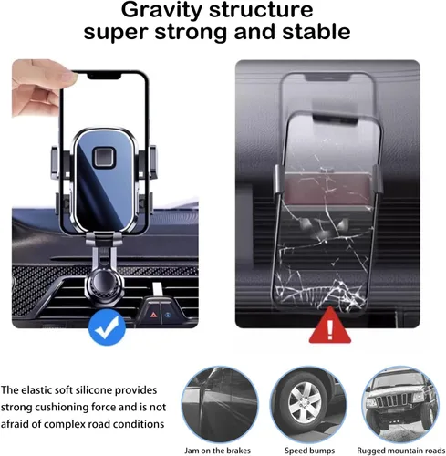 Miniatura 4 de Soporte para teléfono de coche, soporte para teléfono de ventilación, ajustable 360, adecuado para teléfonos móviles de 4.7-6.8 pulgadas