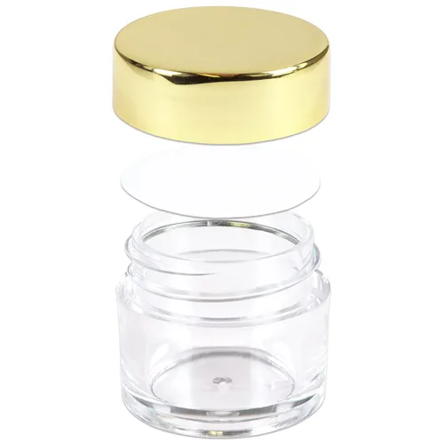 Miniatura 3 de Beauticom - Tarros redondos de acrílico transparente de pared gruesa a prueba de fugas con tapas doradas para belleza, crema, cosméticos, ungüentos