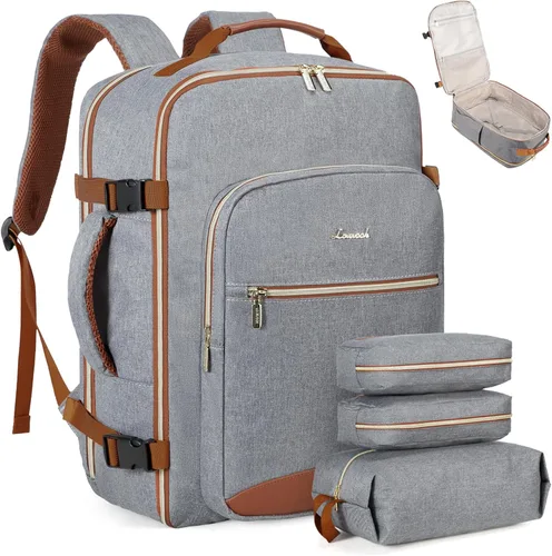 Miniatura 33 de LOVEVOOK Mochila de viaje de 40L aprobada para vuelo, 3 cubos de embalaje, bolsa de viaje impermeable para artículos personales, equipaje de mano