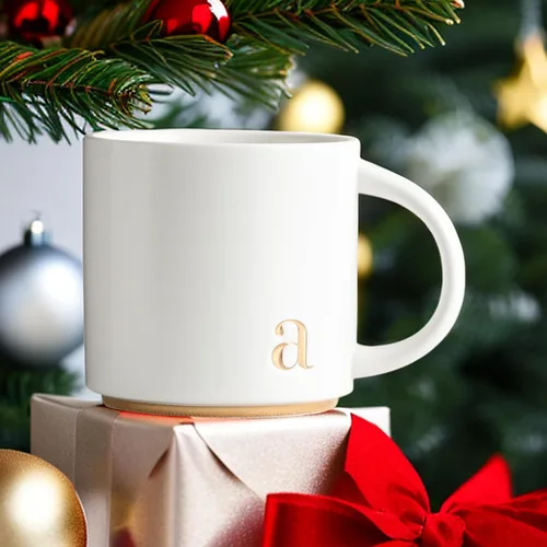 Miniatura 4 de COLLECTIVE HOME - Tazas de cerámica con monograma, tazas de café con inicial dorada de 15 onzas, elegantes tazas de té del alfabeto, elegante taza p
