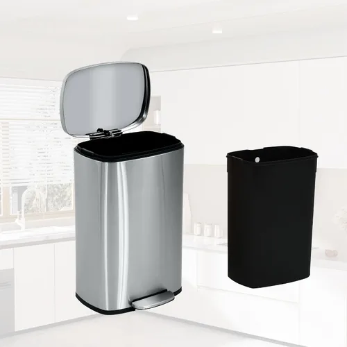 Miniatura 9 de Bote de basura automático de 13 galones para cocina, fácil de limpiar, de acero inoxidable de 50 L, sensor de movimiento cepillado, impermeable