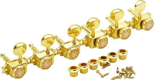 Miniatura 3 de Guyker Afinadores de bloqueo de guitarra (3L + 3R con manecillas) – Clavijas vintage de lujo, clavijas de llave de afinación, piezas de repuesto