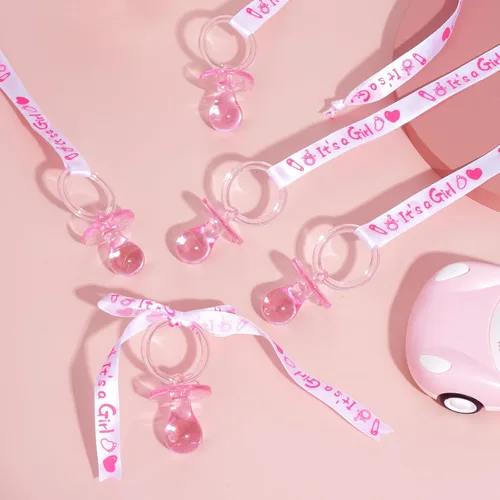 Miniatura 4 de 72 bonitos collares de chupete para baby shower, recuerdos de fiesta de niñas y niños, revelación de género, juego de collar de baby shower (rosa)