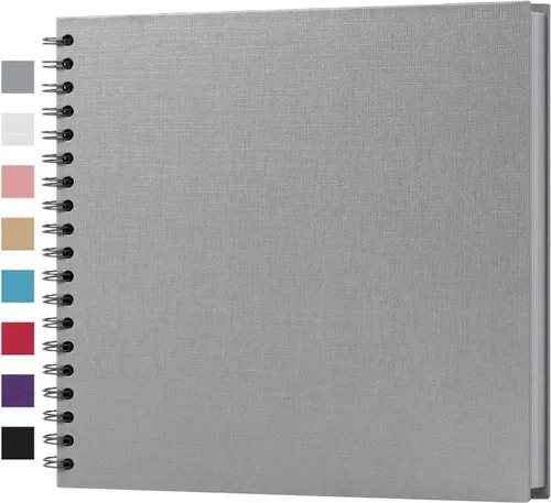 Miniatura 53 de potricher Álbum de scrapbook DIY de 10 x 10 pulgadas, 80 páginas de papel kraft grueso negro en blanco, libro de recuerdos para bodas y aniversarios