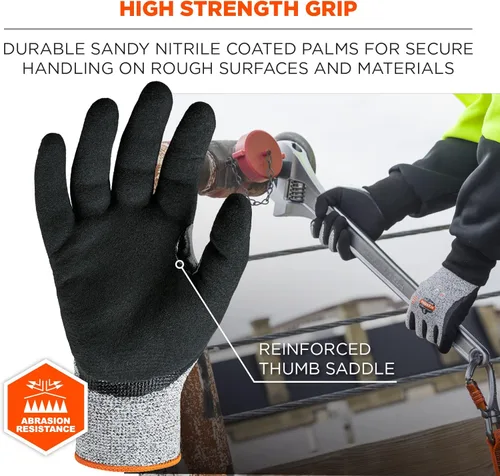 Miniatura 4 de Guantes de trabajo recubiertos de nitrilo, resistentes al corte nivel A3, agarre para ambientes húmedos o secos, Ergodyne ProFlex