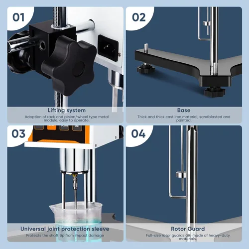 Miniatura 5 de Viscosímetro rotativo digital con 4 rotores y sonda de temperatura, medidor de viscosidad de laboratorio con salida de datos para tintas, pinturas