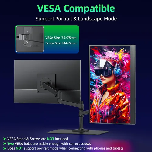 Miniatura 5 de kksmart Monitor portátil de 15.6 pulgadas 1080P FHD 86% sRGB 60Hz, monitor de viaje para laptop, MacBook Surface PC, Xbox PS5, HDMI Dual USB-C VESA
