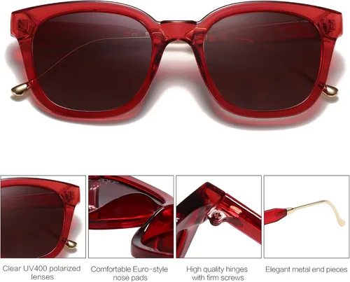 Miniatura 3 de SOJOS Lentes de sol polarizados cuadrados clásicos para mujeres y hombres retro modernos protección ultravioleta UV400 SJ2050