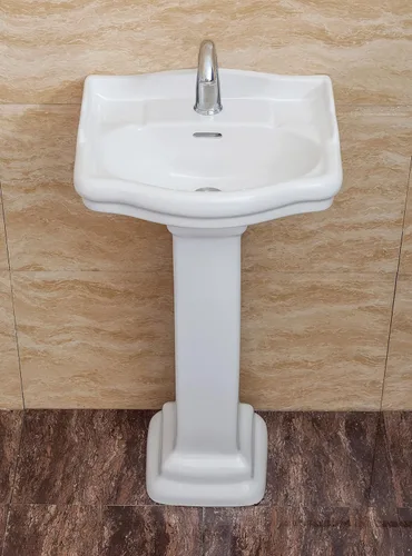 Miniatura 6 de Fine Fixtures Roosevelt Lavabo de Pedestal para Baño – Lavabo de Pedestal Pequeño de 18 Pulgadas, Cerámica Vítrea China Duradera con Orificio Único