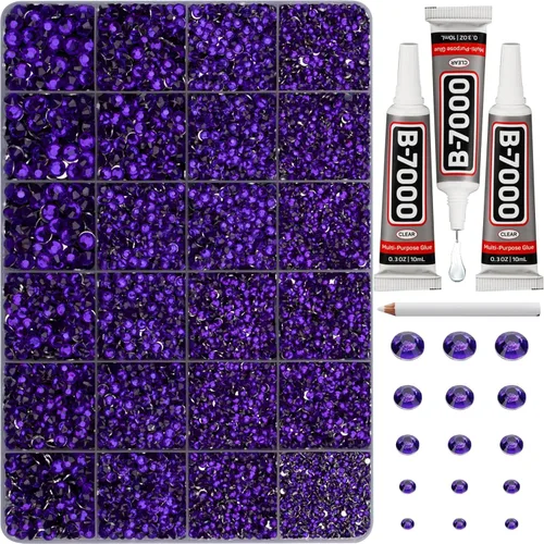 Miniatura 30 de 31000 piezas de diamantes de imitación para hacer brillar, kit de 3 mm de diamantes de imitación con parte trasera plana para manualidades, ropa