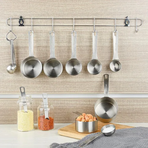 Miniatura 7 de Juego de tazas medidoras para herramientas de cocina y hornear, juego de tazas medidoras de acero inoxidable 18/8 (304), material de acero