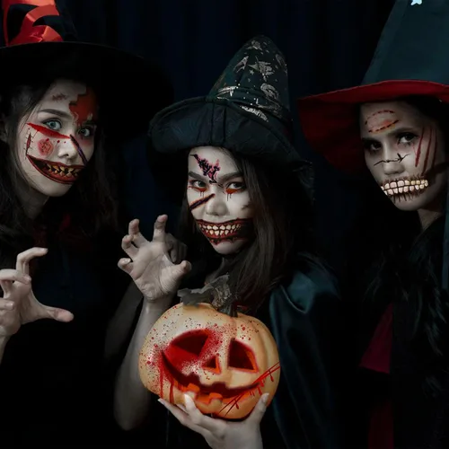 Miniatura 5 de Maquillaje de broma de Halloween, tatuaje temporal, 26 piezas de tatuajes temporales de Halloween para adultos, tatuajes de boca de Halloween
