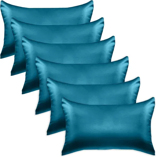 Miniatura 70 de Elegant Comfort Juego de 4 fundas de almohada de satén de viscosa refrescante con cierre de cremallera oculto, suave como la seda para el cuidado