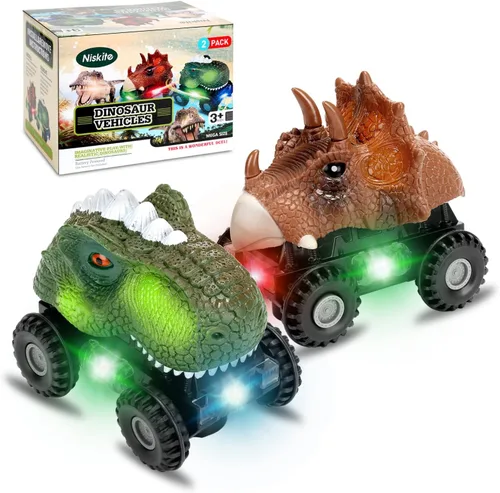 Juguetes de dinosaurio Niskite para niños de 3 a 8 años, coche automático de dinosaurios con linterna LED y sonido dinosaurios, el mejor regalo de