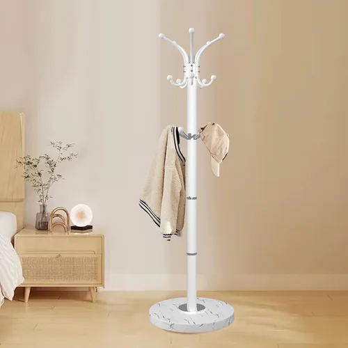 Miniatura 11 de Snaikor Perchero de metal, moderno perchero independiente, resistente soporte de árbol con base cruzada, percheros dorados, árbol de pasillo