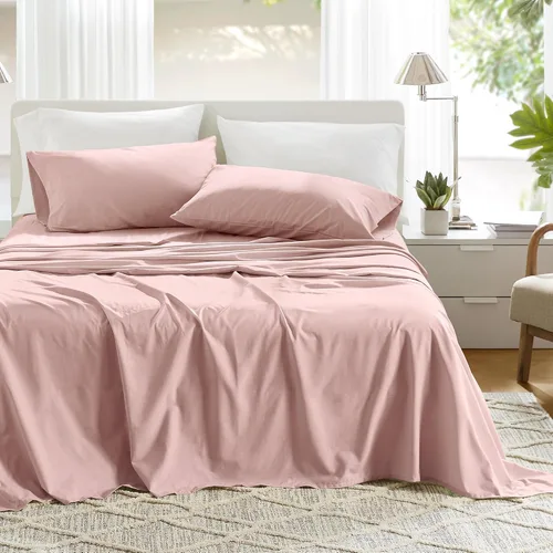 Miniatura 31 de Comfort Spaces Sábanas 100% algodón tamaño individual, transpirables, naturalmente frescas, sábanas de algodón suave con bolsillo elástico de 14
