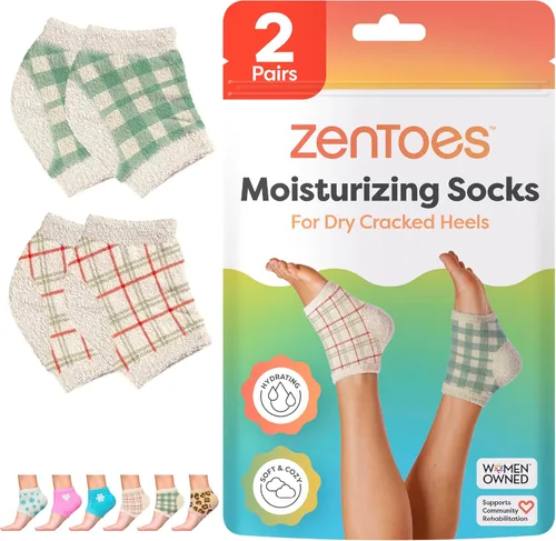 Miniatura 11 de ZenToes Calcetines hidratantes para tratamiento de talón agrietado, vitamina E, calcetines de talón con infusión de aceite de oliva y aceite de Azul
