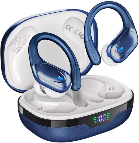 Miniatura 8 de HAOYUYAN Auriculares deportivos Bluetooth inalámbricos, 80 horas de reproducción, con pantalla de alimentación LED, IPX7 impermeables