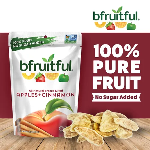 Miniatura 3 de bfruitful Manzana liofilizada + canela, sin azúcar añadido, paquete de bocadillos de frutas liofilizadas o para niños y adultos, bocadillos