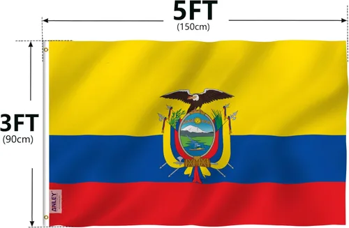 Miniatura 7 de Anley Fly Breeze - Bandera de Ecuador de 3 x 5 pies, color vivo y a prueba de decoloración, cabecera de lona y doble costura, banderas nacionales