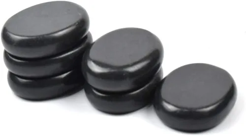 Miniatura 2 de Juego de 6 piedras de masaje caliente con basalto natural, cálidas, para masaje de spa, 2.36 x 3.14 pulgadas (2.4 x 3.1 in), 2 Negro