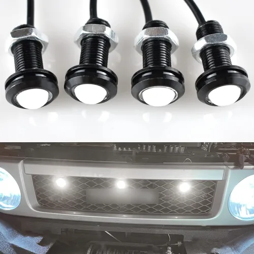 4 luces delanteras para parrilla delantera de automóvil, montaje de perno LED blanco, luces decorativas compatibles con automóviles, barcos, SUV,