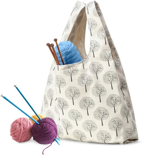 YARWO Bolsa de hilo de tejer, bolsa de mano para agujas de tejer, hilos y proyectos sin finshell, regalos de Navidad y nuevos comienzos para Árbol