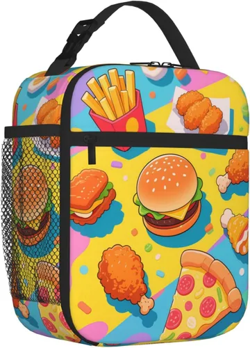 Miniatura 17 de Bolsa de almuerzo divertida para niños con pelotas deportivas, bolsa reutilizable para baloncesto, fútbol, fútbol americano y béisbol, lonchera