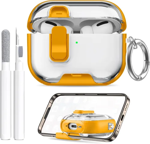 Miniatura 24 de Funda compatible con Airpods Pro 3 (2025) con soporte para teléfono y kit de limpieza, bonito clip de silicona suave para Apple AirPods Pro de 3ª