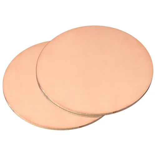 Miniatura 20 de uxcell Hoja de cobre puro, 4 piezas de 2 x 0.04 pulgadas, calibre 18 T2, placa redonda de metal de cobre para manualidades, reparaciones eléctricas