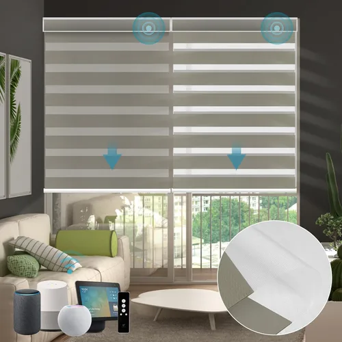 Miniatura 14 de SmartWings Persianas motorizadas de cebra con cenefa funcionan con Homekit Thread Alexa Z-Wave Smart de doble capa con control remoto, persiana