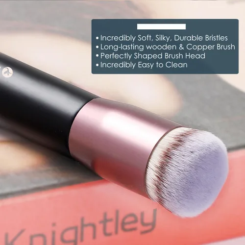 Miniatura 3 de KINGMAS Kabuki - Brocha de maquillaje redonda para mezclar líquidos, crema en polvo, rubor, pulir punteado, maquillaje facial (negro, B
