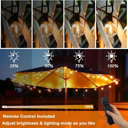 Miniatura 7 de Cadena de luces LED para exteriores de 40 pies, impermeables, luces LED G40 de globo para exteriores para patio con 27 bombillas Edison vintage a