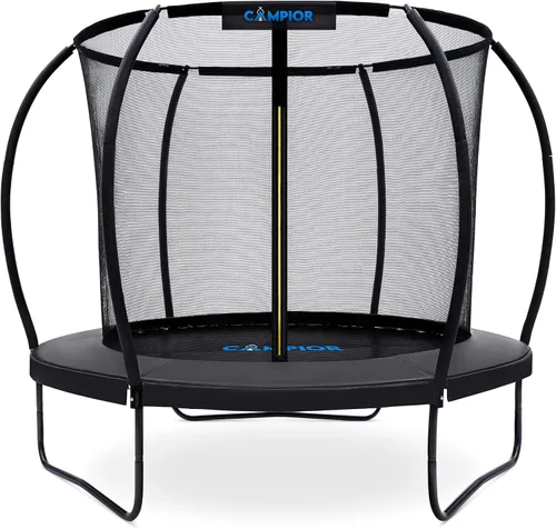 Miniatura 8 de Trampolín de calabaza con aro de baloncesto y recinto interior, seguro, duradero, diversión familiar, resortes galvanizados resistentes, acolchado