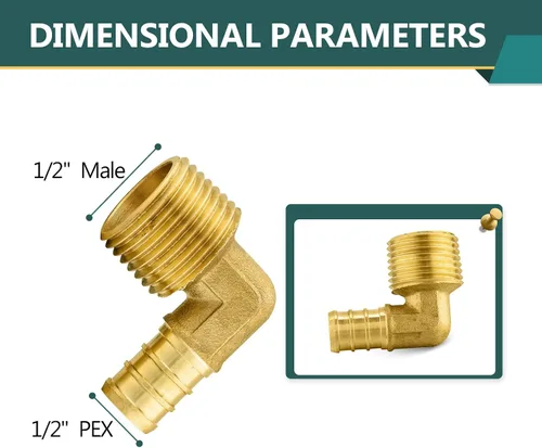 Miniatura 2 de Paquete de 5 accesorios PEX, adaptador de codo NPT roscado macho de 1/2" PEX x 1/2", ASTM F1807