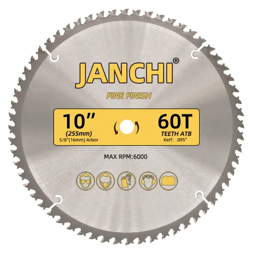 Miniatura 3 de Paquete de 3 hojas de sierra para carpintería de 10 pulgadas 32T, 60T y 80T con eje de 5/8 pulgadas, corte fino de 0.095 pulgadas, bisel superior