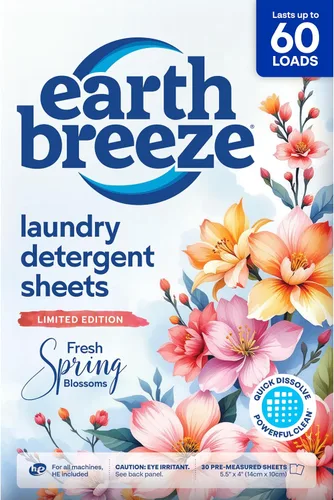 Miniatura 9 de Earth Breeze Hojas de detergente para ropa calmante lavanda, 60 cargas, sábanas ecológicas para lavandería, hojas de jabón de viaje para ciclos