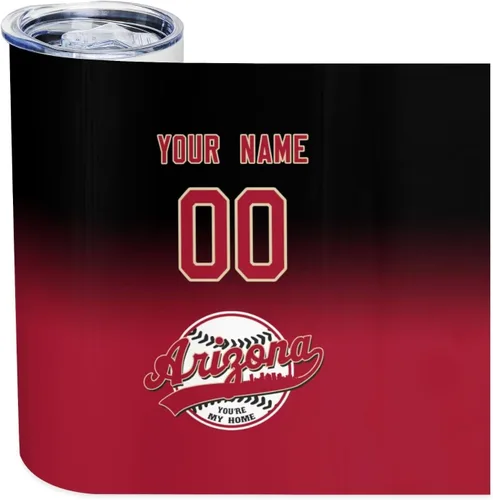 Miniatura 2 de Vaso personalizado de acero inoxidable, taza de viaje personalizada con aislamiento al vacío de béisbol, añade tu número de nombre, regalo